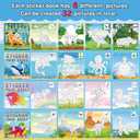 4 Pcs Paint by Sticker Books Sticker by Number Books Activity Book Puzzle Book Craft Art Gift with Dinosaur Unicorn Ocean Animal 32 Pictures