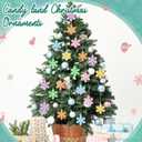 2 x 24 Pcs Pastel Christmas Candy Snowflake Gingerbread Ornaments Xmas Tree Hanging Decorations Winter Candy Snowflake Ornaments with Ropes for Christmas Tree Winter Crafts Xmas Decor
