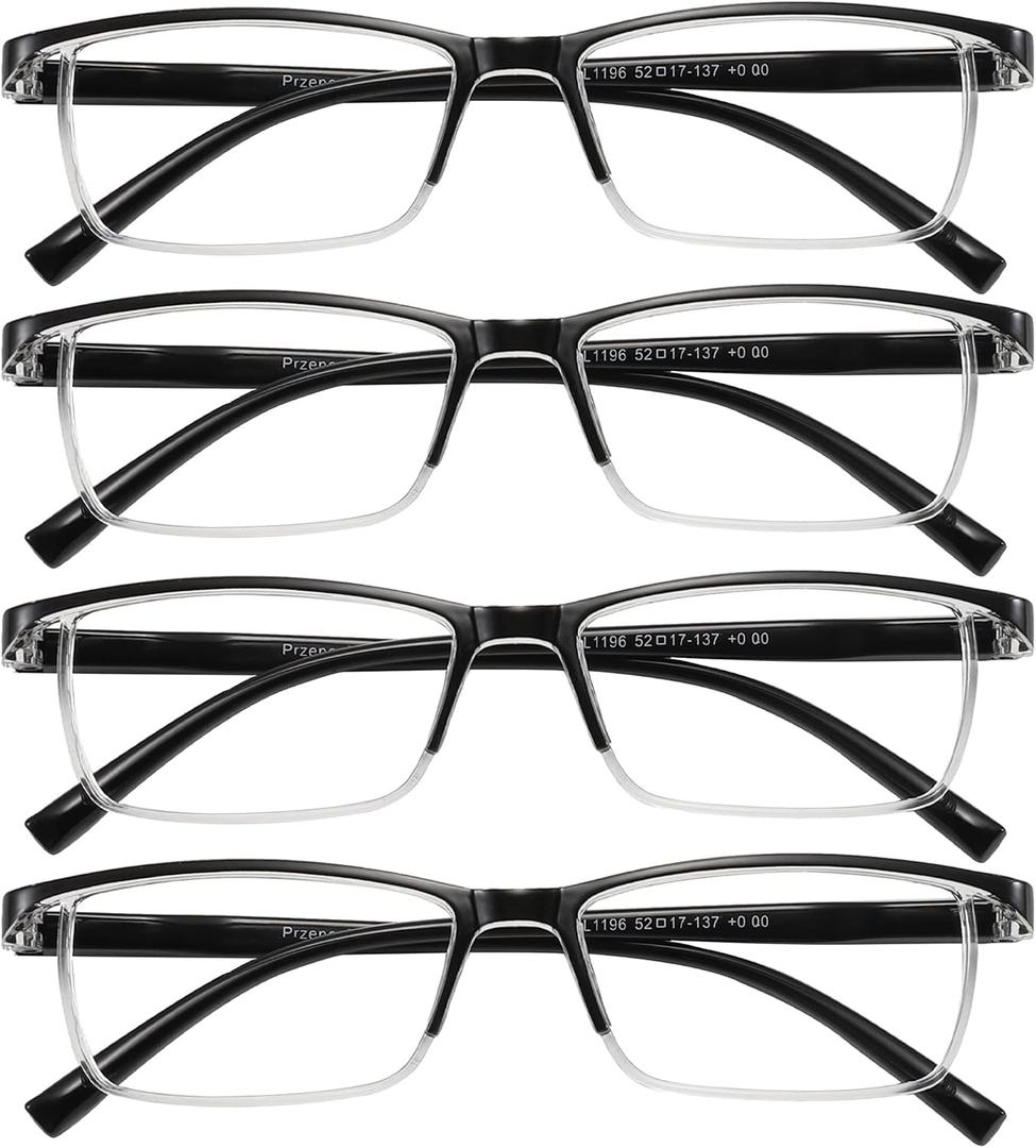 Przene Reading Glasses for Men Women Blue Light Blocking Readers Spring Hinges Lightweight Style Pack