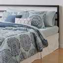Amazon Basics 10-Piece Bed-in-a-Bag Comforter Set, Soft, Lightweight Microfiber, Full/Queen, Sea Foam Medallion