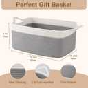 OIAHOMY 19L Woven Basket, Gift Basket Empty with Gift Bags and Ribbons, Rope Baskets for Baby Showers, Storage Baskets with Handles for Nursery, Pet Toy Organizer - Grey & White