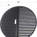 18" Half Moon Cooking Grate and Half Moon Reversible Griddle Replacement for Kamado Joe Classic III II I, Large Big Green Egg Kamado, Cast Iron Grid Grate for Weber Kettle 18" Charcoal Part