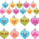 JULMELON Valentine's Day Conversation Hearts Candy Ornaments, 24 Pcs Colorful Heart Decorations for Tree Home Party Holiday Wedding and Party Decoration