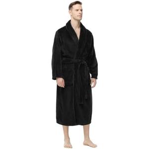 Yurhap Mens Fleece Robe, Soft Plush Robe for Men, Fluffy Bathrobe with Belt & 2 Pockets, Size: Large-X-Large