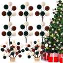 2 x 6 Pack Velvet Christmas Ball Ornament 11.8 Inch Large Christmas Tree Ball Picks Xmas Tree Topper Hanging Decor for Home Stockings Vase Fillers Garland Wreath Holiday DIY Crafts Supplies (Brown)