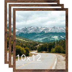 10x12 Picture Frame Deep Brown for Wall Hanging, Wood 10 x 12 Frame Photo Frame for Wall Horizontally or Vertically, Deep Brown, 3 Pack