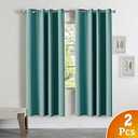 Window Treatment Thermal Insulated Solid Grommet Room Darkening Curtains/ Drapes for Bedroom, Turquoise Blue Blackout Curtains Thermal Insulated French Door Curtains, 52 by 72 Inch, Aqua