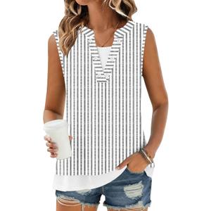 ETCYY Tank Tops for Women 2026 Spring Fashion Summer Button Down Shirts Loose Fit V Neck Sleeveless T-Shirt Tunic (Medium)