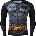 Men's Compression Sports Shirt Cool 3D Bat Long Sleeve Tee (XL, Bat)