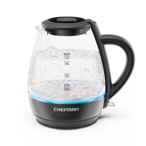 Chefman 1.7-Liter Electric Tea Kettle w/ Borosilicate Glass and Automatic Shutoff - Black