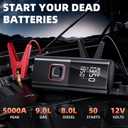 Jump Starter with Air Compressor, 5000A Battery Jumper Starter Portable (9L Gas/8L Diesel) with 160PSI Auto-Shutoff Tire Inflator, 12V Jump Box Car Battery Jump Starter with Jumper Cables, LED Light
