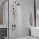 Outdoor Shower Faucet Set, Exposed Shower System 3 Function,Rainfall Shower Head,Adjustable Hand Held Shower Head and Tub Spout, Double Knobs Cross Handle Shower, Wall Mounted, Matte Black