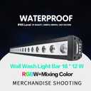 SHEHDS Wall Wash Light Bar/Strip IP65 Waterproof LED 18x12W RGBW 4IN1 Stage Light Bar 40° Beam Angle Aluminum Shell Outdoor DMX512 Horse Race Strobe