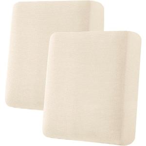 H.VERSAILTEX Super Stretch Individual Seat Cushion Covers Sofa Covers Couch Covers Slipcover Sets Thick Jacquard Textured Twill Fabric (2 Piece Medium Sofa Cushion Covers, Cream)