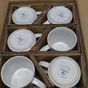 famiware Coffee Mug Set for 6, Star 16 oz Catering Mugs Cup Set with Handle for Coffee, Tea, Cocoa, Milk - Ceramic Stoneware Drinkware Set, Matte White