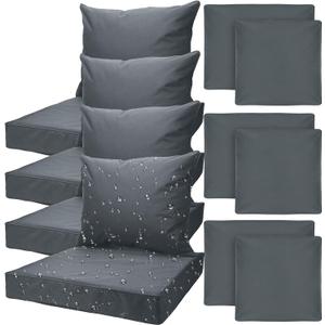 Mindsoft 4 Set Patio Cushion Covers Replacement Water UV Resistant Outdoor Cushion Slipcovers with Zipper Chair Seat Covers for Outdoor (24 x 21.3 inches24 x 24 x 4.7 inches,Dark Grey)