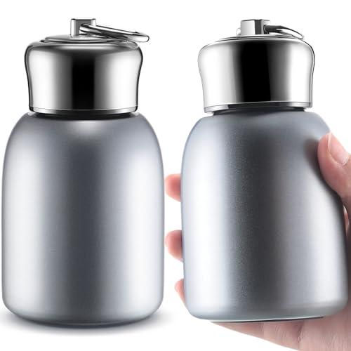 Mifoci 2 Pcs 10oz Mini Water Bottles Stainless Steel Slim Insulated Thermal for Hot Cold Drink Thermal Small Vacuum Portable Water Bottle for Women Gifts Travel Camping Hiking (Silver)