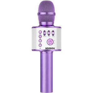 BONAOK Wireless Bluetooth Karaoke Microphone, 3-in-1 Portable Handheld Mic Speaker Machine for All Smartphones, for Girls Boys Kids Adults All Age Q37(Light Purple)