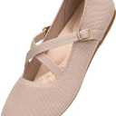 FRANK MULLY Women's Mary Jane Flats Knit Ballet Criss Cross Ankle Strap Flat Shoes