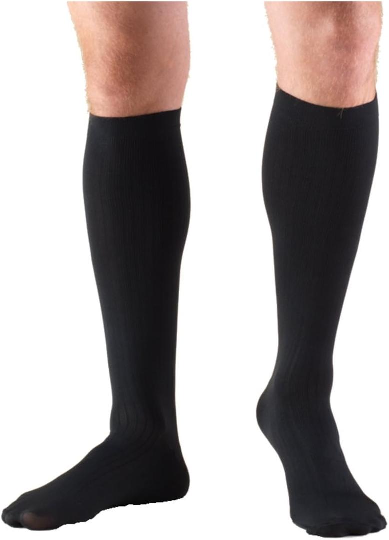 Truform Compression Socks, 8-15 mmHg, Men's Dress Socks, Knee High Over Calf Length, Black, X-Large
