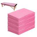 50PCS Massage Table Sheets Disposable Non Woven SPA Bed Cover Breathable Polypropylene Fabric 31" x 70" Thin, Not Waterproof Pink