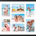 decorUhome 15x17 Picture Frames Collage Wall Decor, Display 7Pcs 4x6 Photos with Mat or 1Pcs 15x17 Unmatted, 7 4x6 Collage Picture Frames for Wall Mounting, Black