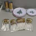 Supernal Christmas Plastic Plates, Gold Plastic Cutlery  180pcs Elegant Disposable Dinnerware with White-Gold Knives/Forks/Spoons, GoldRim Clear Tumblers, Premium Christmas Tableware for 30 Guests