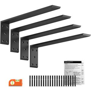 LEOPO 20" Countertop Support Brackets 4 Pack, 3/8" Thick Heavy Duty Standard Front Mounted L Countertop Support Bracket for Shelves,Bracket for Quartz/Granite/Wood/Concret/Laminate Countertops