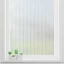 Haton Reeded Glass Window Privacy Film, Frosted Glass Window Film, Static Cling UV Blocking Stickers, Decorative Removable Cover for Bathroom Door Office, Non Adhesive 17.5" x 157.4"