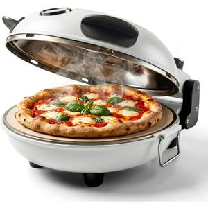 Cook With Color Electric Countertop Pizza Oven, Indoor Crispy Crust Pizza Maker, 12 Inch Pizza Oven with Ceramic Stone, Heats up to 800F, Dual Temperature Control, Includes Pizza Peel, Off White