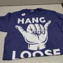 Hang Loose, Hawaii Pineapple Tiki Hawaiian T-Shirt (Blue, M)