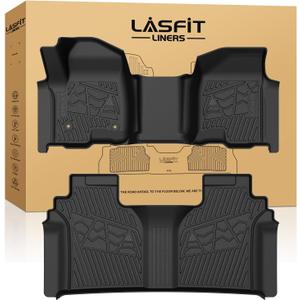 LASFIT Floor Mats 2019-2026 for Chevy Silverado/GMC Sierra 1500, 2020-2026 2500HD 3500HD, Crew Cab Only/Bench Seat (Only Fit with Rear Under-Seat Storage, But Not Fit 2nd Row Plastic Storage)