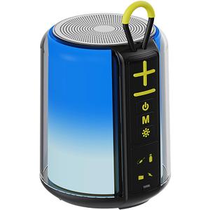 Portable Bluetooth Speaker with AUX Input, 8W Loud Stereo Sound, RGB Light, TF-Card/USB Flash Drive Input, Wireless BT 5.3 Dual Stereo Pairing, for Home Outdoor Travel (Black)