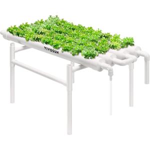 VIVOSUN Hydroponic Grow Kit, 1 Layer 36 Plant Sites 4 Food-Grade PVC-U Pipes Hydroponics Planting System with Water Pump, Pump Timer, Nest Basket and Sponge for Leafy Vegetables