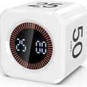 COWVTUJ Digital Pomodoro Timer Cube 5/10/25/50min, Visual Productivity Flip Timer for Kids Classroom Desk, Custom Countdown, Silent and Sound Mode for ADHD Study Work Game Kitchen (White)