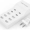USB Charging Station for Multiple Devices USB Wall Charger Power Hub Strip Smart Plug Charging Dock Charge Block 4 Type C Ports Compatible with iPhone 15,iPod,Galaxy S Smart Phones, A18-3