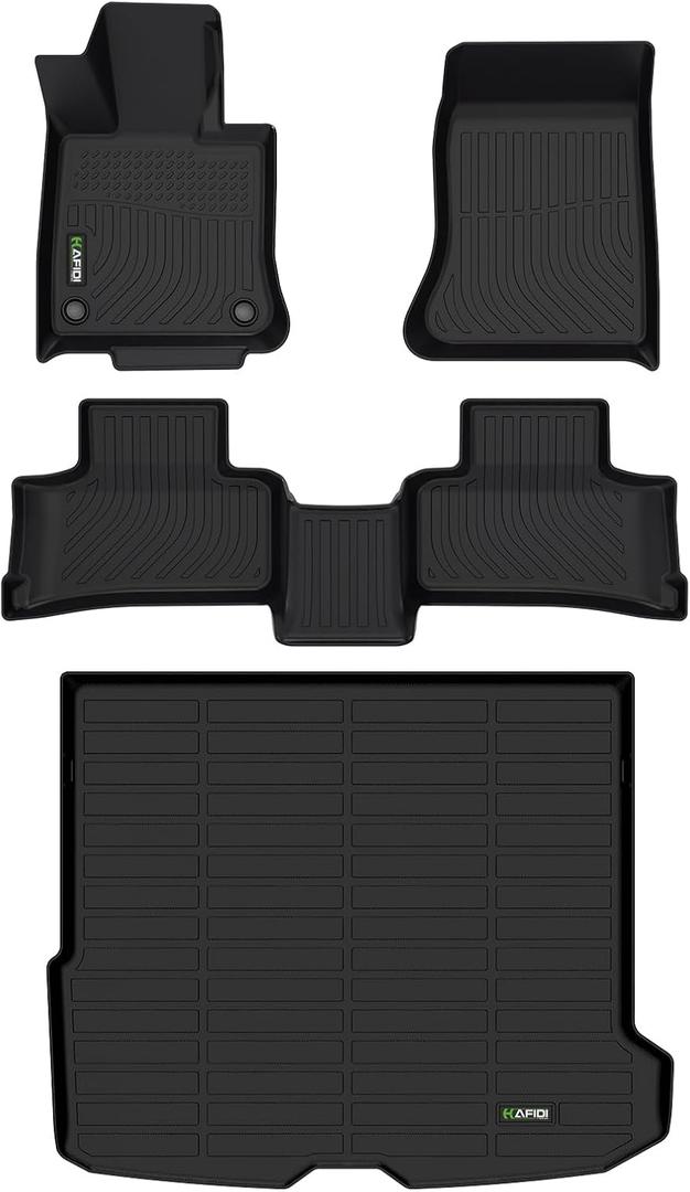 HAFIDI Floor Mats & Cargo Liner Set Fit for 2023 2024 2025 Mercedes Benz GLC& GLC 300& GLC 350e& GLC 43 AMG, All Weather Protection TPE Anti-Slip Car Full Set Floor Liners Custom Accessories - Black