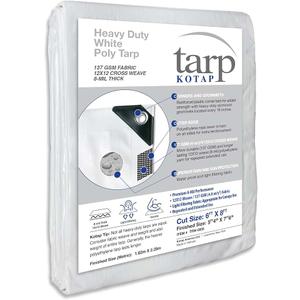 Kotap 6 x 8 Ft. Heavy-Duty Protection/Coverage Tarp, Superior Weave for Greater Longevity 8-mil, Multi-Use, Waterproof, White, 1-Pack (TRW-0608)