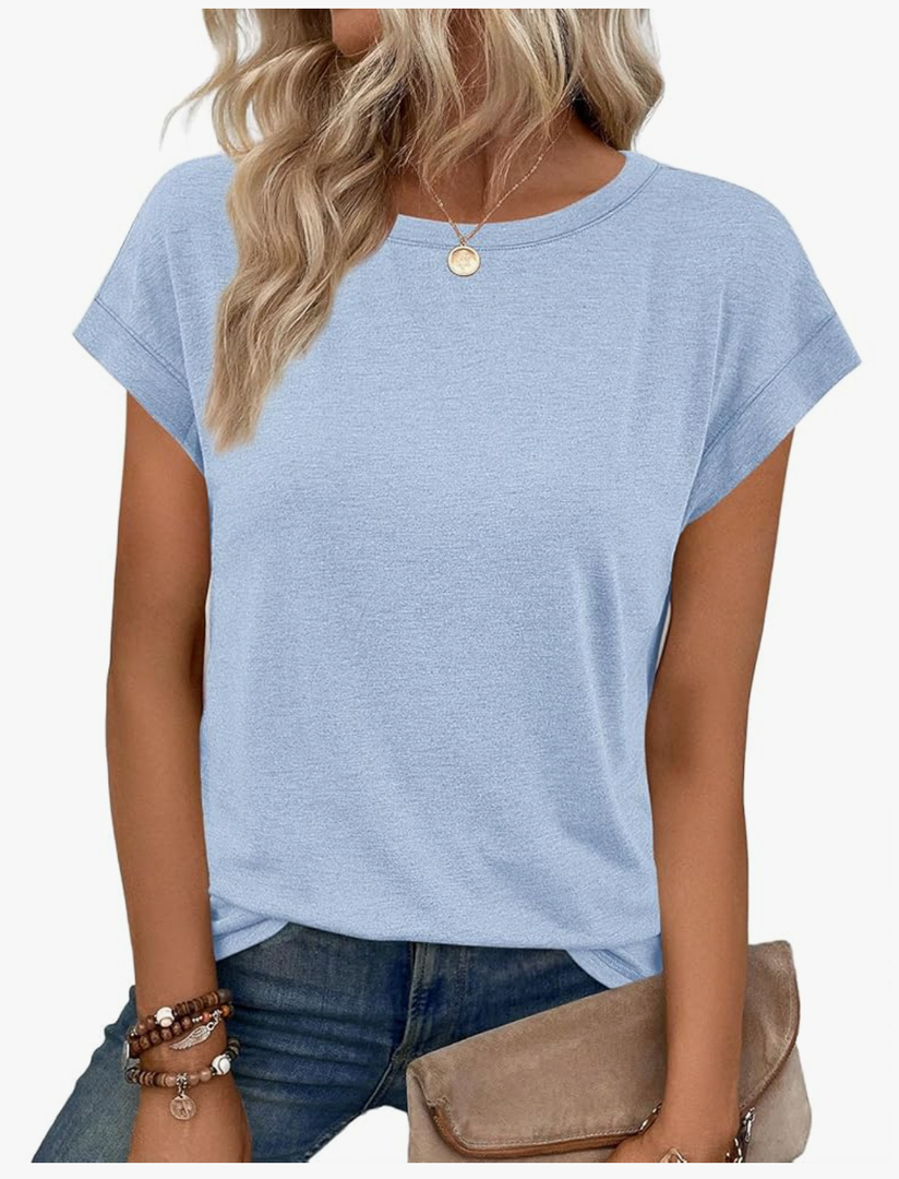 ATHMILE Womens Tops Basic T Shirts Summer Business Dressy Casual Cap Sleeve Tee Cute Clothes Trendy Fashion Outfits, 3XL