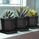 Square Plant Saucer 20 22 Inch 3 Pack, Extra Large Plant Saucer, Deep Plant Trays for Pots, Duty Plastic Plant Water Tray, Planters for Indoors and Outdoors Plants (20 inch Black)