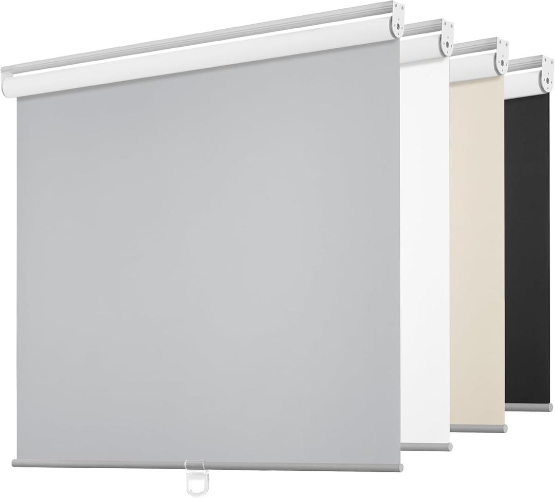 ChrisDowa Cordless Free-Stop 100% Blackout Blinds for Windows, Roller Windows Shades with Thermal Insulated, UV Protection Fabric for Living Room, Office and Home.Grey,26" W X 72" H
