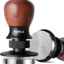 Espresso Tamper 51mm, Coffee Tamper with Spring Loaded Tamper, Adjustable Depth, Stainless Steel Base Espresso Coffee Tamper Fits for All 51mm 52mm Espresso Machine (Walnut Wood)