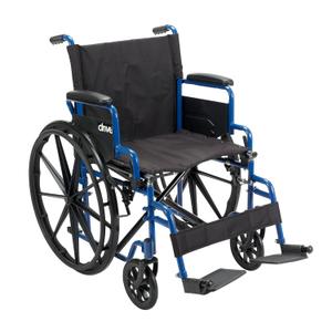 Drive Medical Blue Streak Wheelchair with Flip Back Desk Arms, Swing Away Footrests,FoldingDesk Length Arms, Alloy Steel, 20 Inch Seat