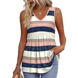 OFEEFAN Womens Tank Tops 2025 Flowy Peplum Tops for Women Dressy Sleeveless V Neck Babydoll Tank Tops, XXL