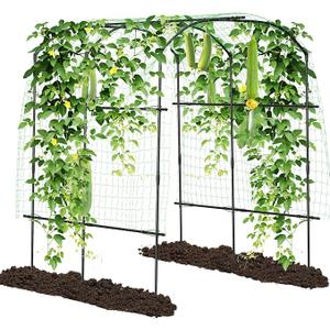UrGROWA 71'' L x 16'' W x 71'' H Large Tall Grape Vine Support Arch Arbor Trellis Plastic-Coated Metal Garden Arch Trellis for Climbing Plants Vine Yard Outdoor Patio Lawn Yard Garden Decoration