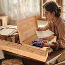 PCTHGMJ Bamboo Covered Wooden Box, Designed as a set of Five Usable Stash Box, Many Household Items can Be Packed Into Storage Chest