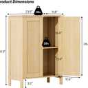 Fluted Bathroom Storage Cabinet with 2 Doors & Shelf, Natural