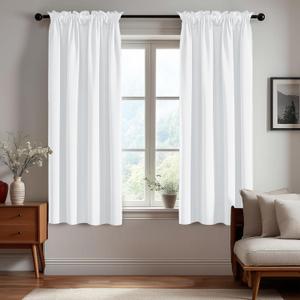 Deconovo Blackout Curtains, Thermal Insulated Rod Pocket Window Drapes, Noise Reducing, Oeko-TEX Certified, Room Darkening Curtains for Bedroom/Living Room, 2 Panels, White, 38W x 63L