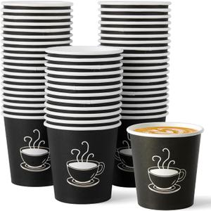 600 Pack 4 oz Paper Cups, Small Disposable Coffee Cups, Paper Espresso Cups, Hot/Cold Drinking Cups for Party, Picnic, Travel and Events (600 Count (Pack of 1), Black-4oz)