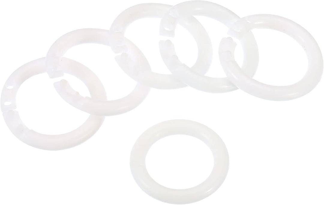 PATIKIL 0.8" OD 0.6" ID Loose Leaf Rings, 50 Pack Binder Ring Plastic for Book DIY Scrapbook Notebook Photo Album, White